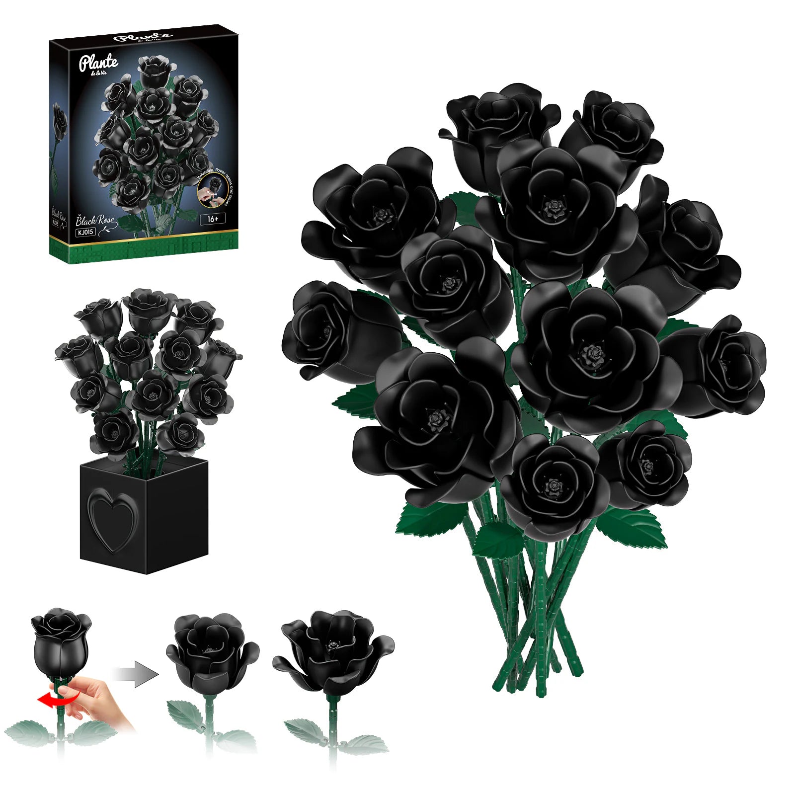 JAKI Black Rose Bouquet Building Set - image 1