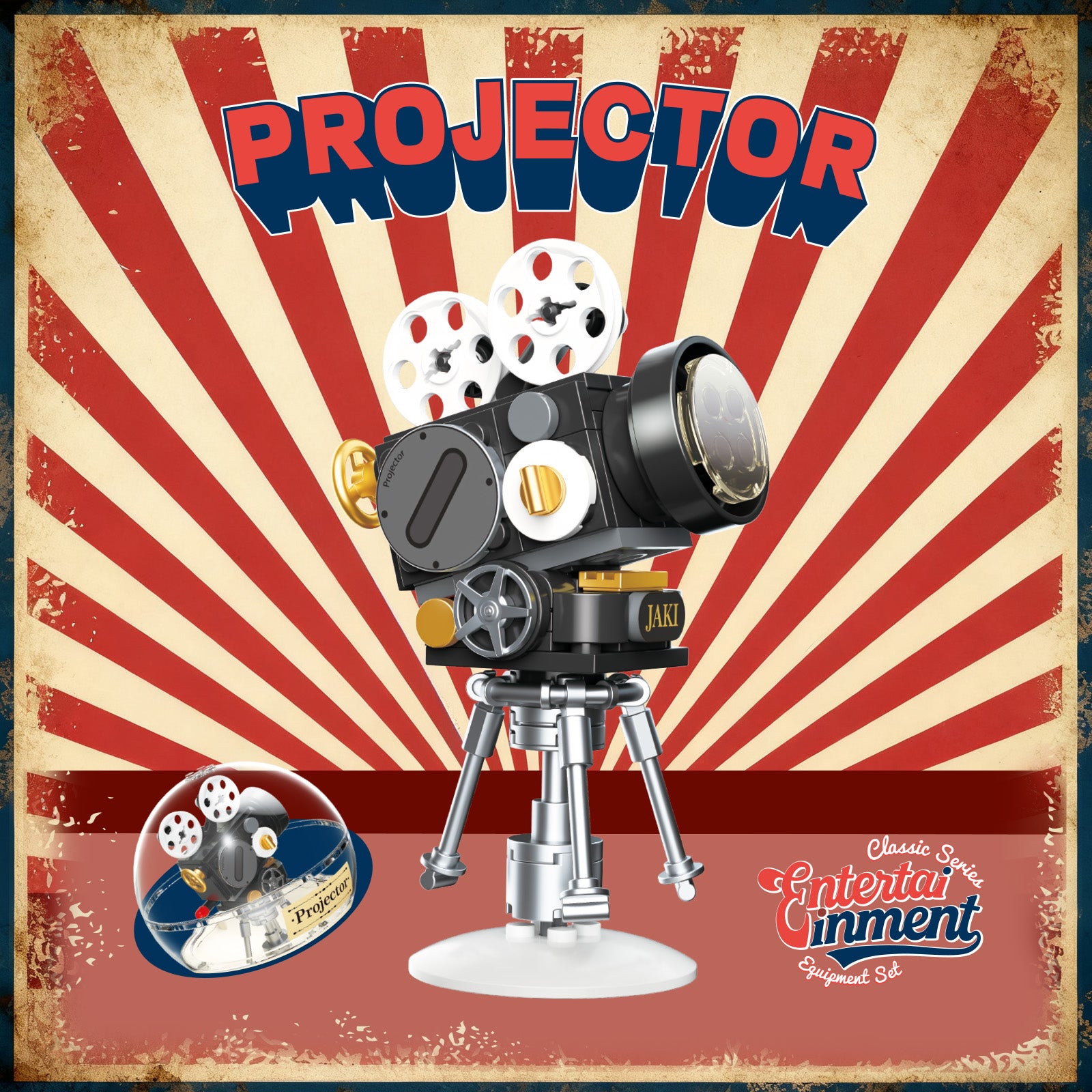 JAKI Retro Entertainment Building Set Telephone Projector Radio 3 in 1