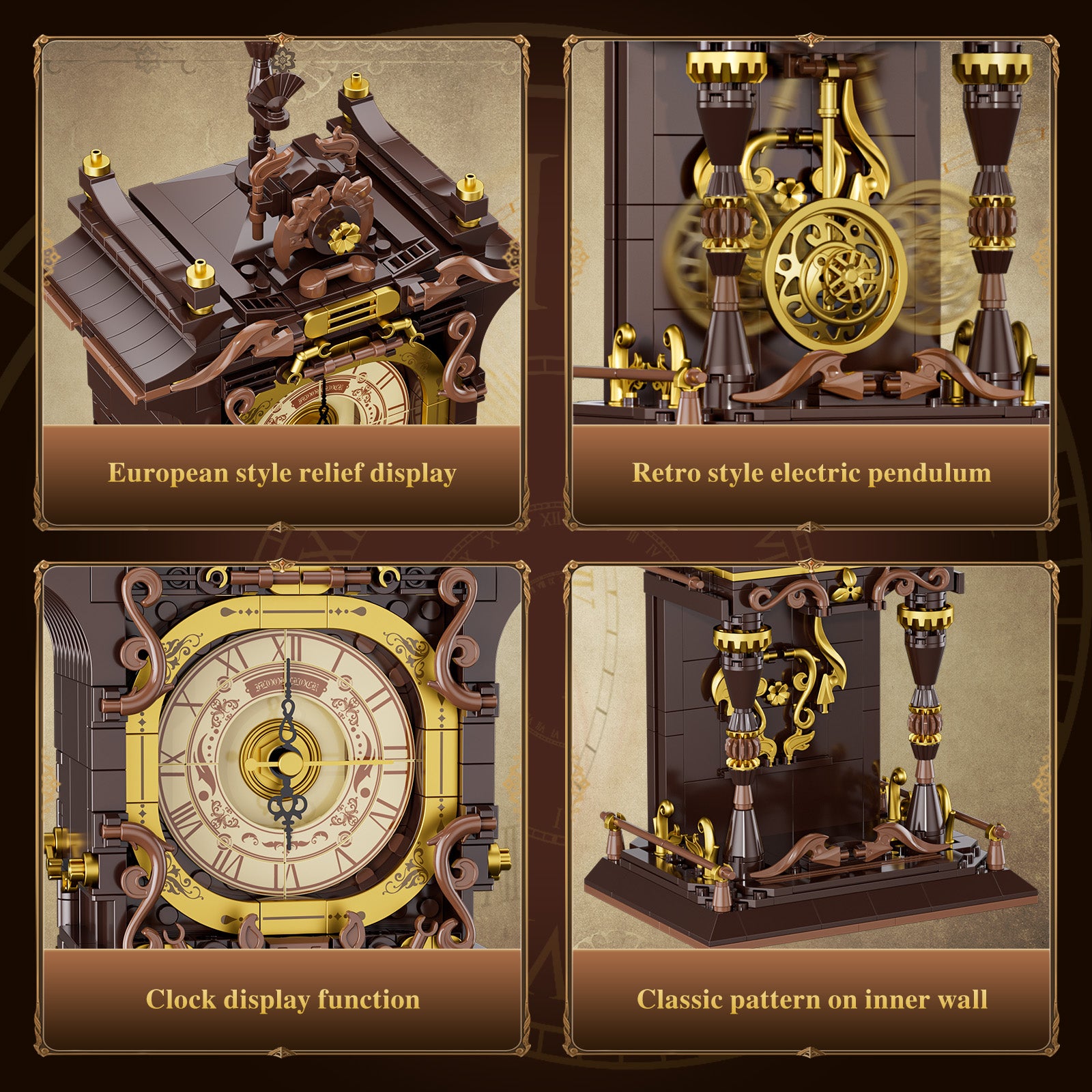 JAKI Vintage Pendulum Clock Steampunk Building Set 567 Pcs
