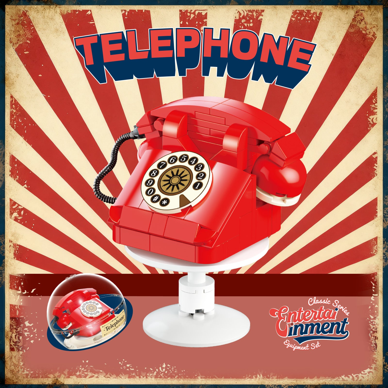 JAKI Retro Entertainment Building Set Telephone Projector Radio 3 in 1