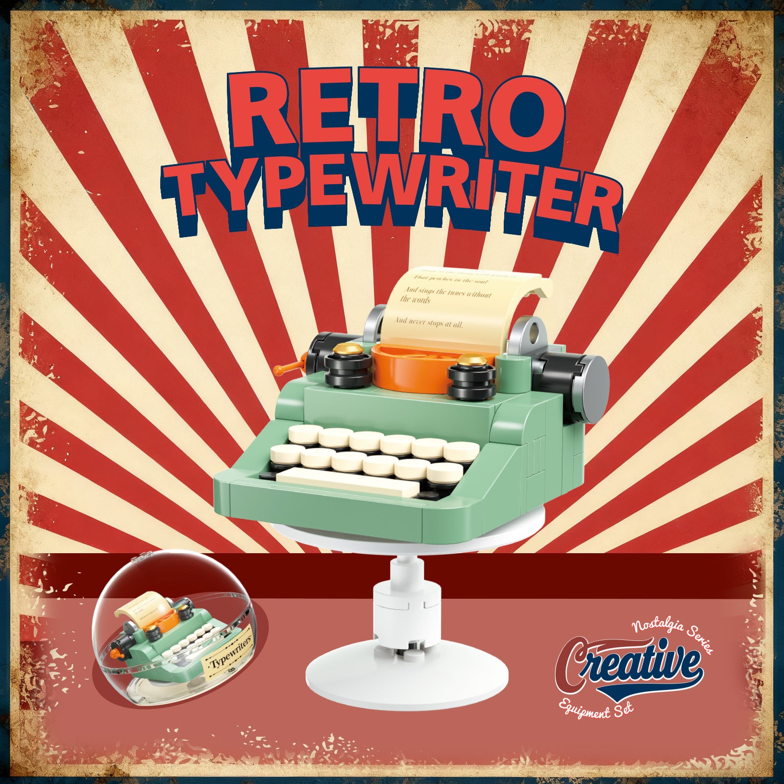 JAKI Retro Creative Building Set Camera TV Typewriter 3 in 1