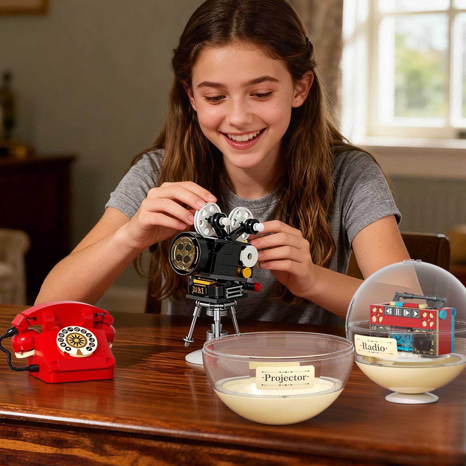 JAKI Retro Entertainment Building Set Telephone Projector Radio 3 in 1