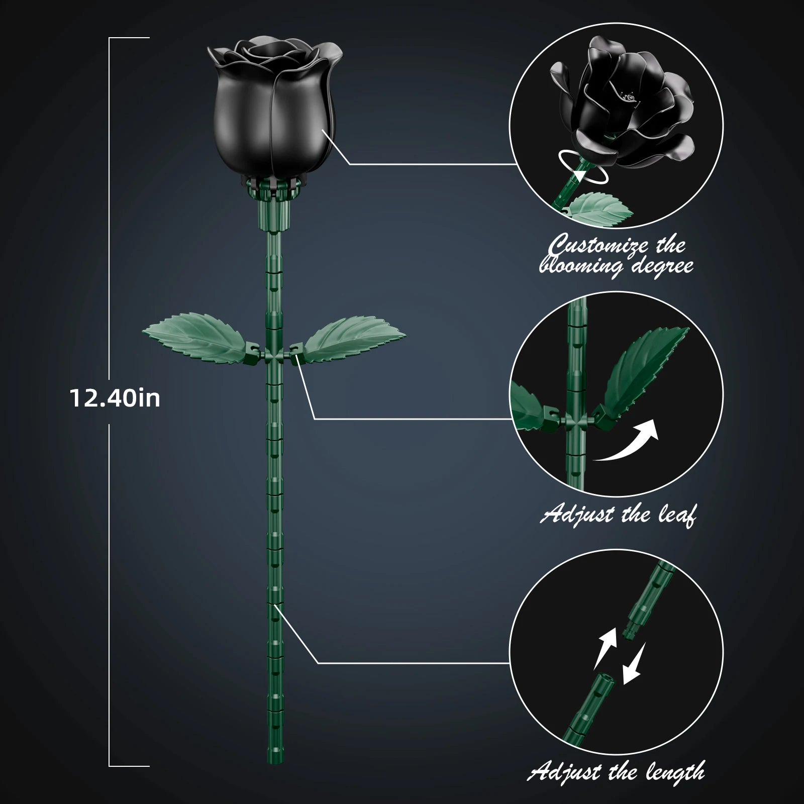 JAKI Black Rose Bouquet Building Set - image 4