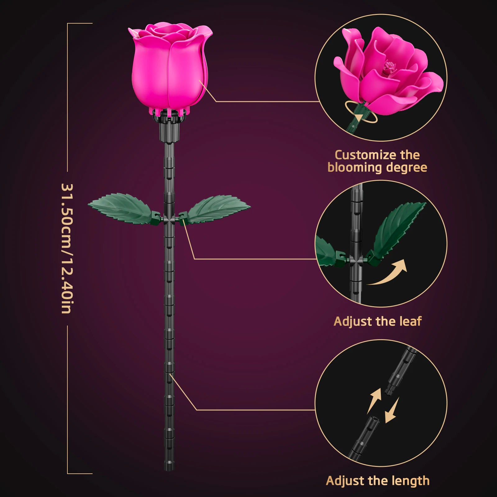 JAKI Red Rose Bouquet Building Set - image 4
