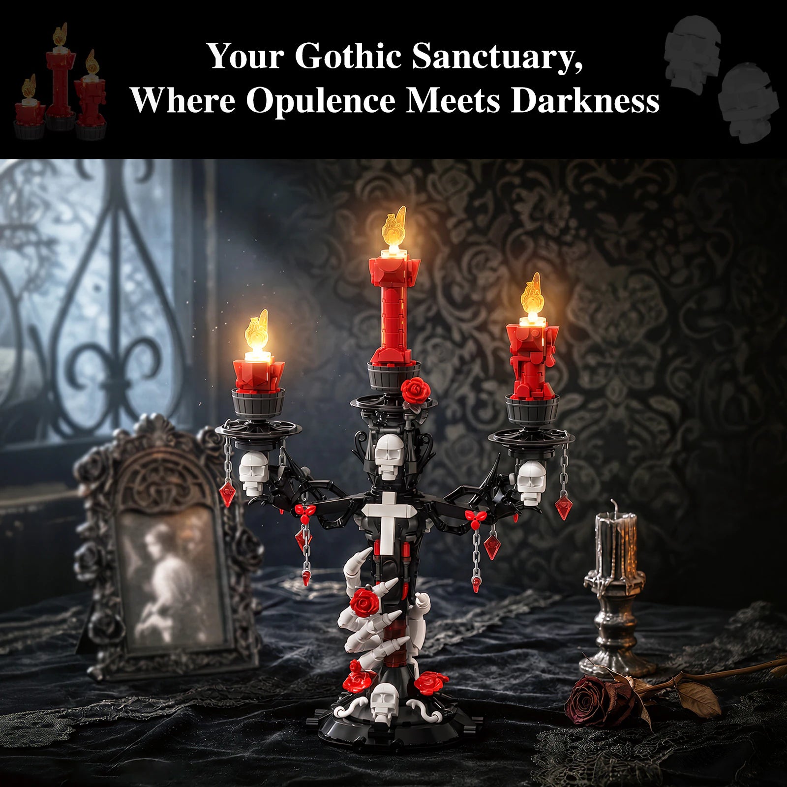 JAKI Flowers in Bone Candle Holder Building Set - image 4