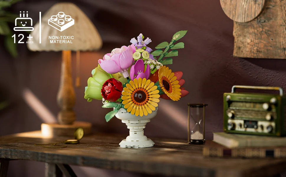 JAKI Elegant Floral Urn displayed in a styled interior